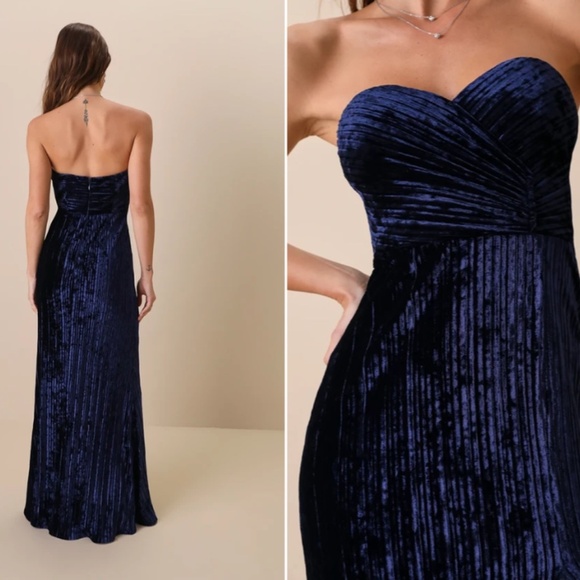 LULU's Elegant Retro Prom Wedding Special Event Modern Chic Sexy Velvet Maxi - Picture 3 of 3